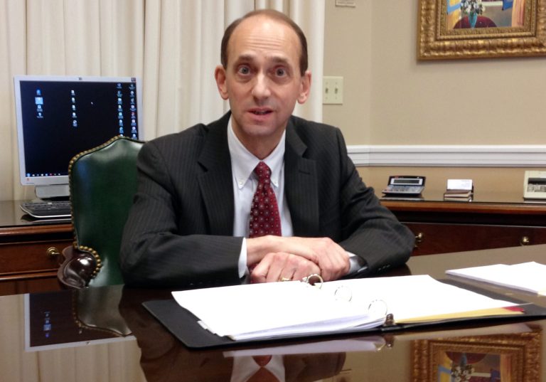 Missouri Auditor Tom Schweich discusses the findings of an audit about welfare benefits during an interview Tuesday, Dec. 17, at his office in the Missouri Capitol in Jefferson City. The audit found hundreds of cases in which electronic benefit cards were used by welfare recipients at questionable places or out-of-state locations for extended periods of time. (AP Photos/ David A. Lieb)