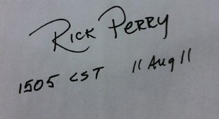 Perry’s in: Signed, sealed, dated incorrectly