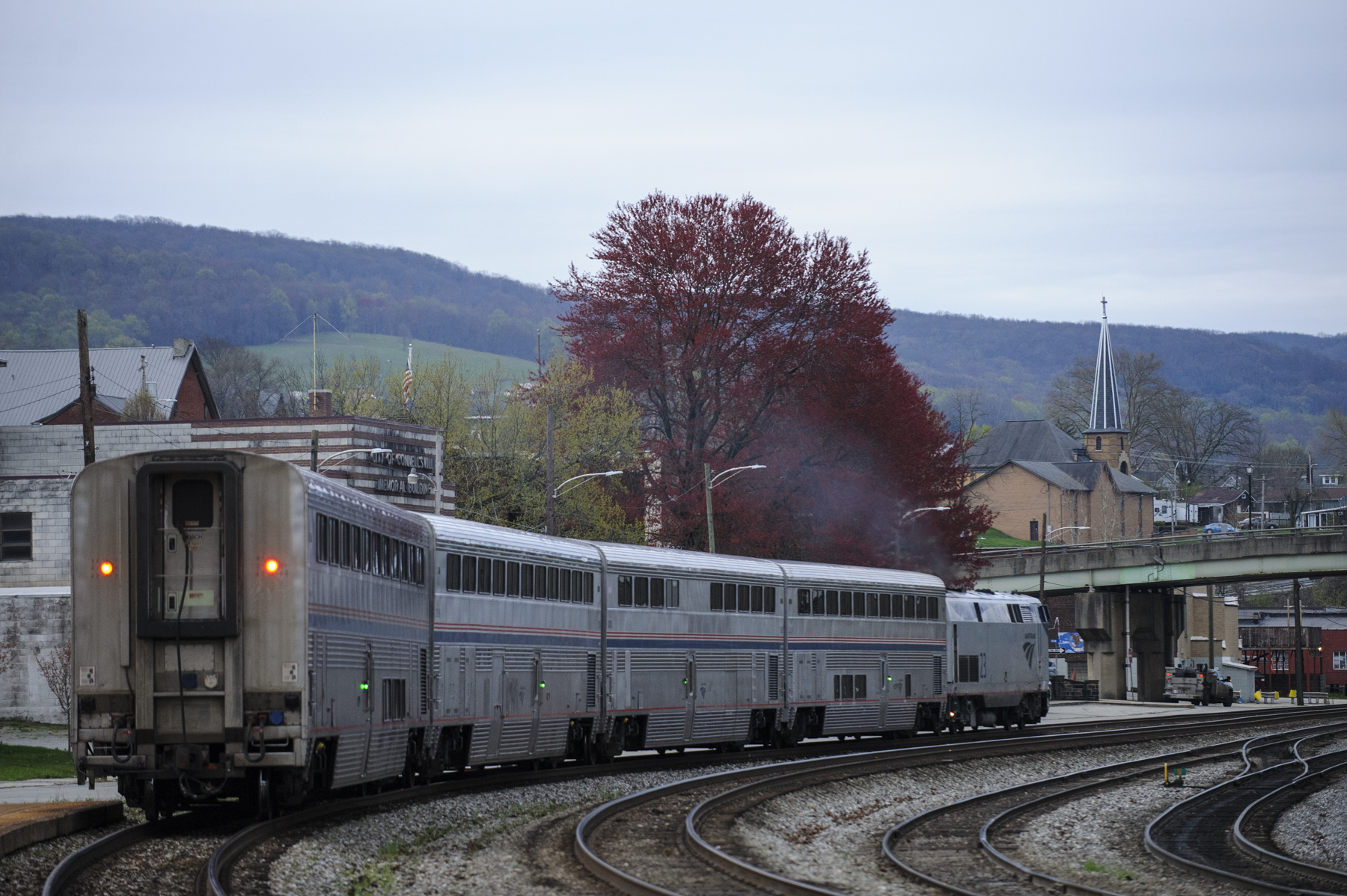 The train station at Connellsville, Pennsylvania, is seen.