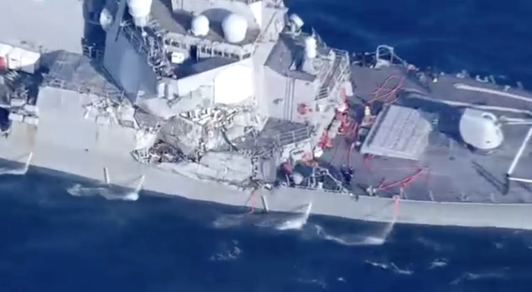 The Navy sent for Japanese Coast Guard assistance following the collision that occurred at approximately 2:30 a.m. local time. (Screengrab)