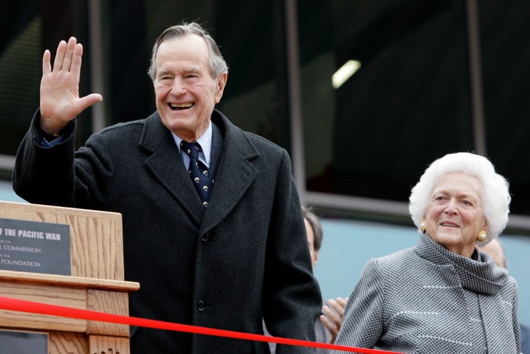 Former Republican President George H.W. Bush is bleeding blue come November, according to one Democratic politician who claims he told her so. (AP Photo/Eric Gay, File)