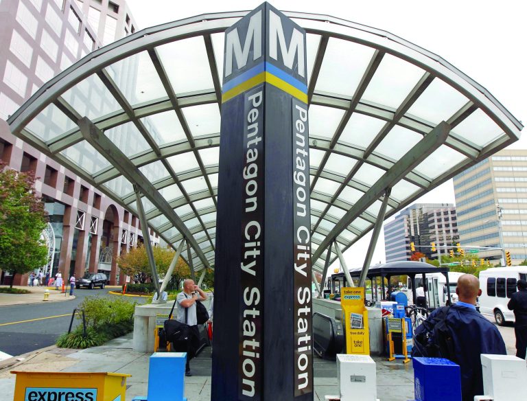 Arlington County is working to build a new $5 million elevator to take riders from the street to the underground station at the Pentagon City Metro station, as well as refurbish a pedestrian tunnel built decades ago but never used. (AP Photo/Alex Brandon)