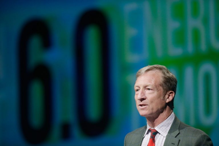 Tom Steyer introduces a panel during the National Clean Energy Summit 6.0 at the Mandalay Bay Convention Center on August 13, 2013 in Las Vegas, Nevada. (Photo by Isaac Brekken/Getty Images for National Clean Energy Summit 6.0)
