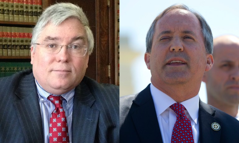State attorneys general Patrick Morrisey of West Virginia and Ken Paxton of Texas, who are leading 30 states in a lawsuit opposing the Clean Power Plan, released a letter pressing the agency's clean air chief to cease all action and follow the law. (AP Photos)