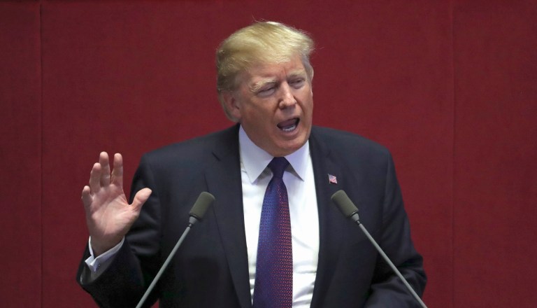 Trump has softened his language on North Korea since touching down in Seoul on Tuesday. (AP)