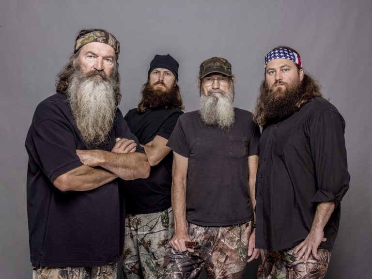 From left, Phil Robertson, Jase Robertson, Si Robertson and Willie Robertson from the A&E series, 