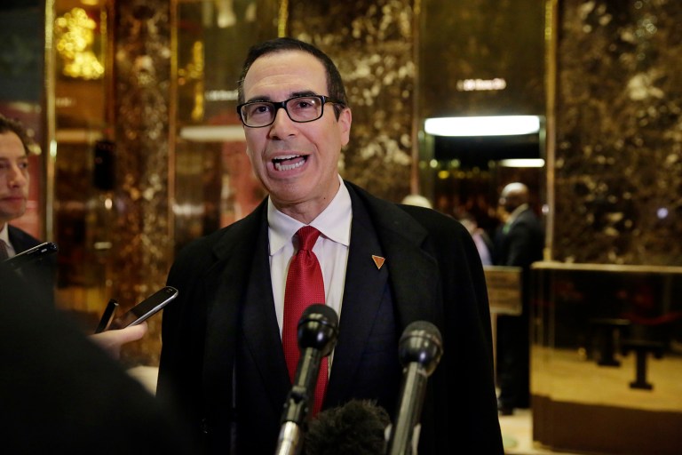 Steven Mnuchin said the Trump's administration will privatize the bailed-out institutions Fannie Mae and Freddie Mac. (AP Photo/Richard Drew)