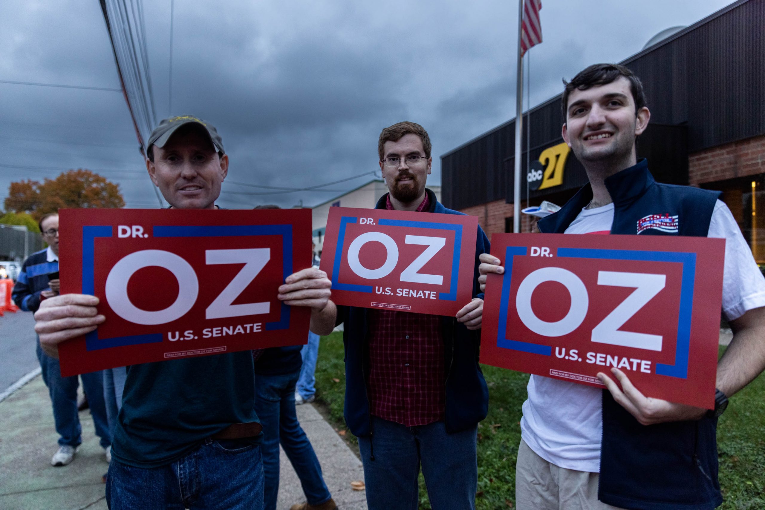 Supporters of Republican senatorial candidate Mehmet Oz,  in Harrisburg, Pennsylvania, Wednesday, October 25, 2022 