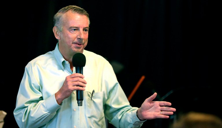 Virginia Republican gubernatorial candidate Ed Gillespie is keeping President Trump at arm's length. (Scott Mason/The Winchester Star via AP)