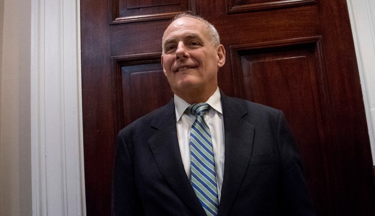 President Trump's chief of staff John Kelly stayed back in Washington, D.C., during the president's three-day trip to Davos, Switzerland. (AP Photo/Andrew Harnik)