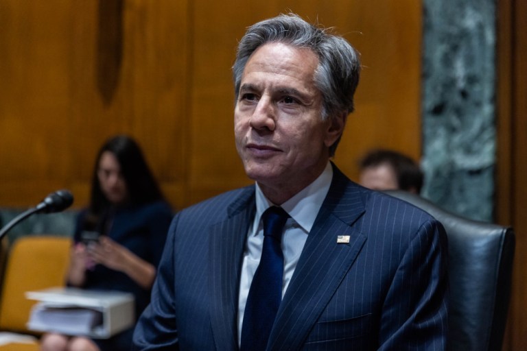 Secretary of State Antony Blinken appears on Capitol Hill in Washington, D.C.