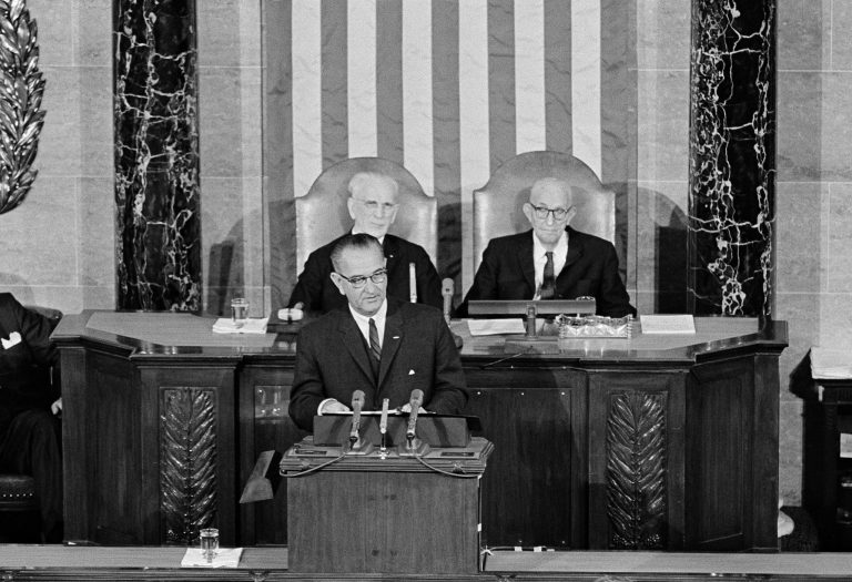 President Lyndon B. Johnson delivers his State of the Union addressÃÂ declared a 