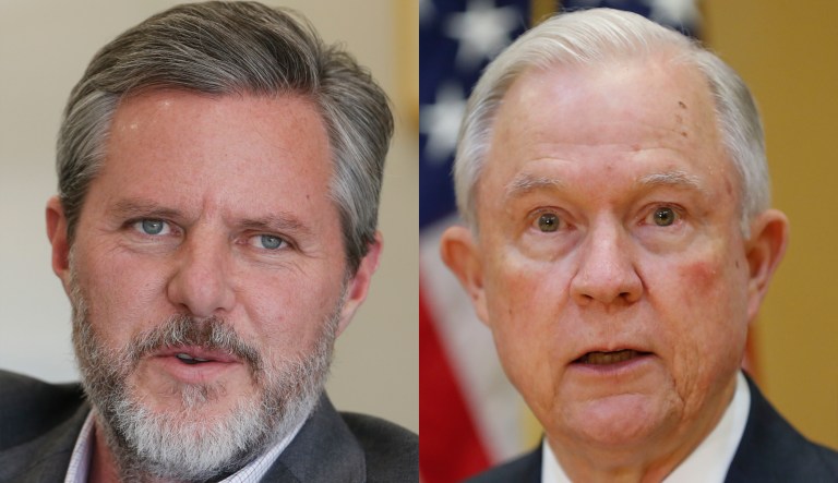 Jerry Falwell Jr. tweeted after President Trump asked why Jeff Sessions has having the Justice Department's Office of Inspector General to examine FISA abuse, instead of the department's own lawyers. (AP)