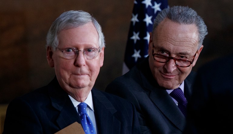 Senate Majority Leader Mitch McConnell, R-Ky., and Senate Minority Leader Chuck Schumer, D-N.Y., are headed for another showdown next week as government funding is set to expire Feb. 8. (AP Photo/Evan Vucci)