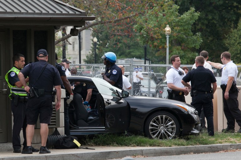 The U.S. Capitol was locked down Thursday afternoon following reports of gunshots on the Capitol's west side. (Graeme Jennings/Washington Examiner)
