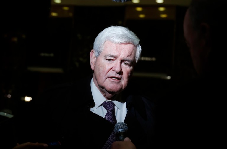 Former House Speaker Newt Gingrich said President-elect Trump should allow federal officials to investigate Hillary Clinton. (AP Photo/Carolyn Kaster)