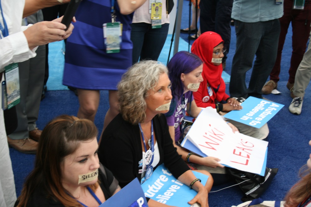 Bernie Delegates Walk Out, Sit In