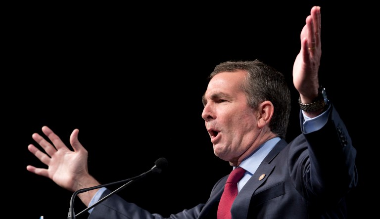 Virginia's Democratic gubernatorial candidate Lt. Gov. Ralph Northam speaks during a rally in Richmond, Va., Thursday, Oct. 19, 2017. (AP Photo/Steve Helber)