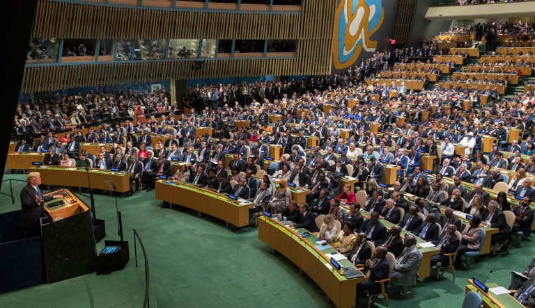 Considering that Trump spoke specifically about his efforts to undo Obama-era foreign policy initiatives, it makes no sense that CNN would make no mention of the fact that chief national security correspondent Jim Sciutto and CNN analyst John Kirby both served in the previous administration's State Department. (AP Photo/Mary Altaffer)