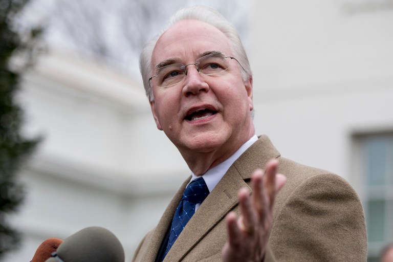 Health and Human Services Secretary Tom Price said the goal is to ensure everyone can eventually afford a plan. (AP Photo/Andrew Harnik)