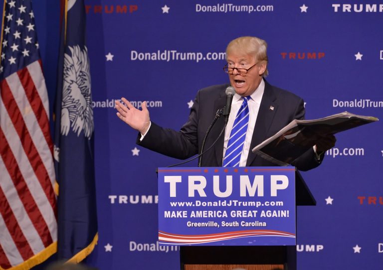 Republican presidential candidate Donald Trump during a rally in Greenville, S.C. (AP Photo/Richard Shiro)