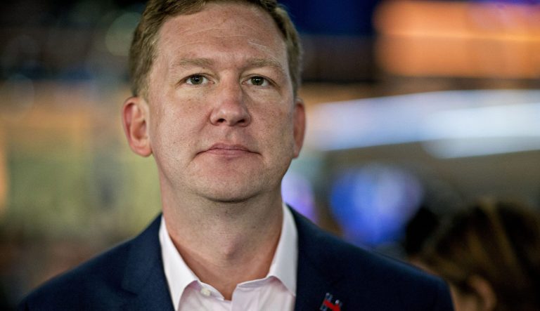Guy Cecil, co-chair and chief strategist of the super-PAC Priorities USA, stands for a photograph on the floor during the Democratic National Convention (DNC) in Philadelphia, Pennsylvania, U.S., on Wednesday, July 27, 2016. 
