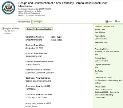 State Dept.: $130M For New Embassy in … Mauritania