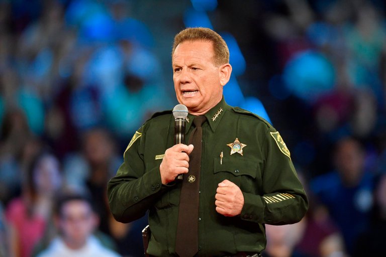Broward County Sheriff Scott Israel speaks before a CNN town hall broadcast, Wednesday, Feb. 21, 2018, at the BB&T Center, in Sunrise, Fla. (Michael Laughlin/South Florida Sun-Sentinel via AP)