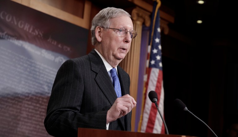 Senate Majority Leader Mitch McConnell, R-Ky., pledged on Monday that the Senate would act on a healthcare reform measure, but said it would not happen quickly. (AP Photo/J. Scott Applewhite)