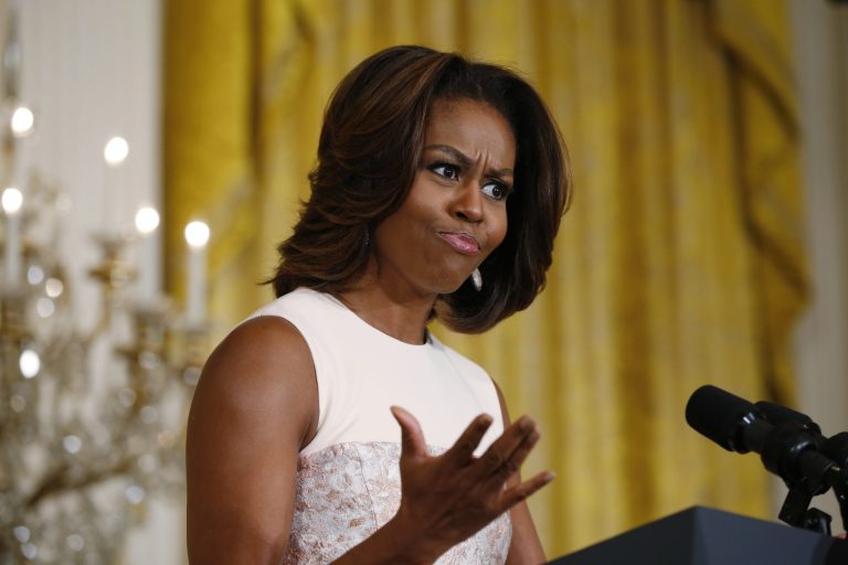 First lady Michelle Obama recites a 