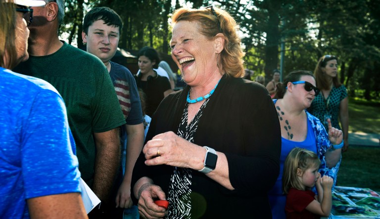Senator Heidi Heitkamp, a Democrat from North Dakota, is attacking her Republican challenger, Rep. Kevin Cramer, on trade. Photographer: Dan Koeck/Bloomberg