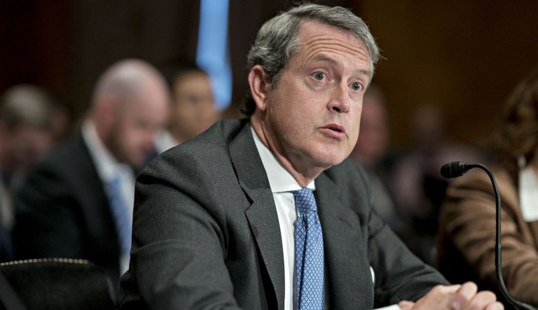 Randal Quarles, vice chairman of supervision at the Federal Reserve, speaks during a Senate Banking Committee hearing in Washington, D.C., U.S., on Tuesday, Oct. 2, 2018. The hearing focused on implementation of a new law easing Dodd-Frank Act rules on community and midsize banks.