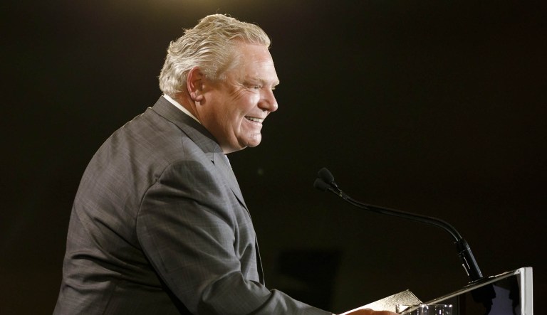 Doug Ford, Ontario's premier, smiles while speaking during an event.