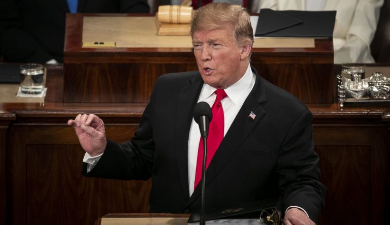 U.S. President Donald Trump delivers a State of the Union address to a joint session of Congress at the U.S. Capitol in Washington, D.C., U.S., on Tuesday, Feb. 5, 2019.