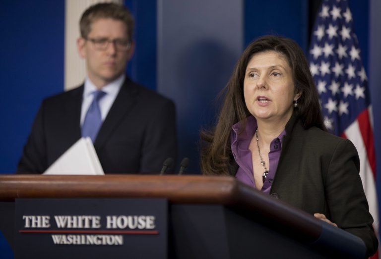 Council of Economic Advisers member Betsey Stevenson, shown here at the White House on March 12,ÃÂ admitted that the 77 cents figure is misleading. (AP Photo/Pablo Martinez Monsivais)