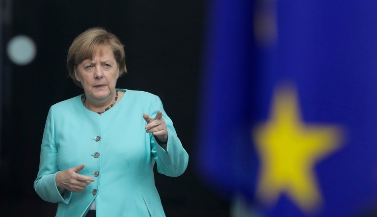 German Chancellor Angela Merkel said she still believes Europe cannot fully rely on the United States. (AP Photo/Markus Schreiber)