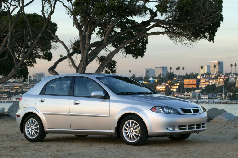 FILE - This undated file photo provided by Suzuki shows the 2005 Reno. Suzuki is recalling more than 184,000 small cars in the U.S. because the steering columns can catch fire. The recall covers Forenza models from 2004 through 2008 and Reno models from 2005 through 2008. Both vehicles were made for Suzuki by General Motors. (AP Photo/Suzuki, File)