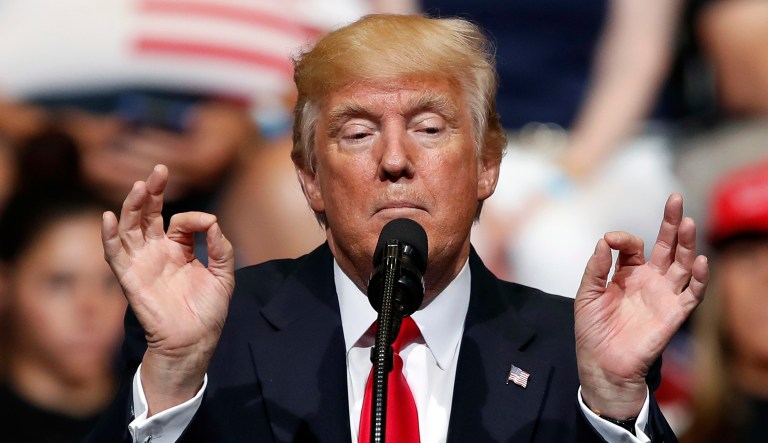 President Trump is considering building the wall between the U.S.-Mexico border out of solar panels. (AP Photo/Charlie Neibergall)