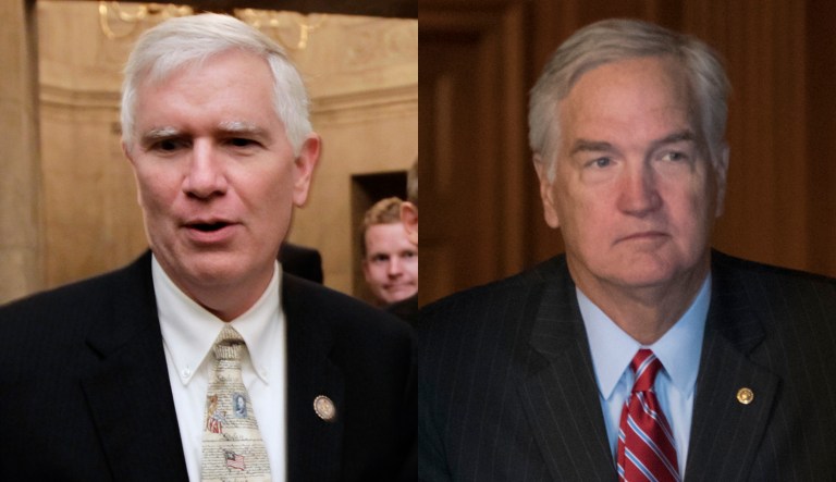 A primary set for Aug. 15 has pitted Rep. Mo Brooks against Sen. Luther Strange, who was appointed to fill the seat vacated by Attorney General Jeff Sessions. (AP Photos)