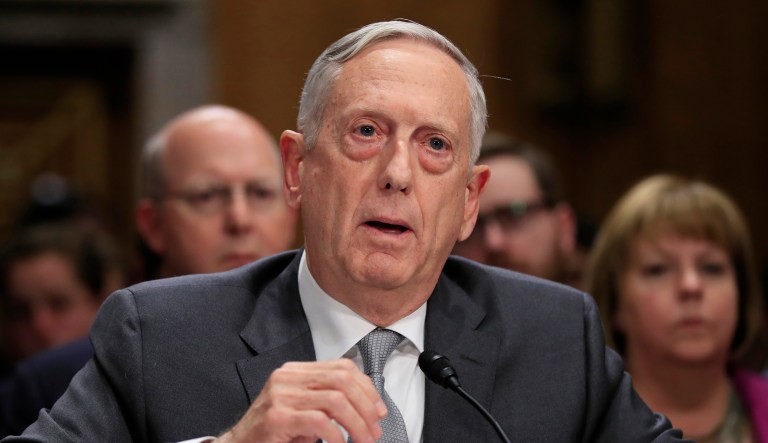 Secretary of Defense Jim Mattis testified during a Senate Foreign Relations Committee hearing Monday, during which he discussed the aging authorization for the use of military force, or AUMF, passed after the 9/11 attacks. (AP Photo/Manuel Balce Ceneta)