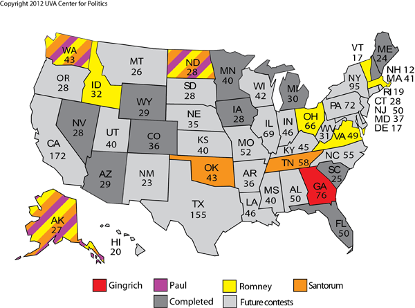 Super Tuesday looks to be a Romney-Santorum draw