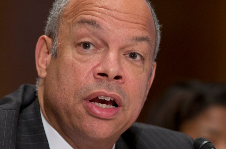 In this Nov. 13, 2103 file photo, Jeh Johnson, President Barack Obama's then-choice, now Homeland Security Secretary testifies on Capitol Hill in Washington. (AP Photo/Carolyn Kaster, File)