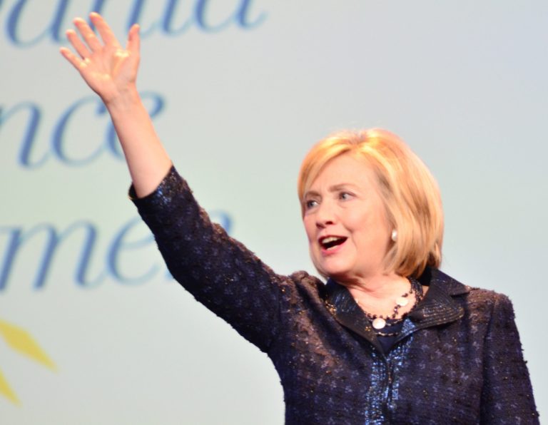 Former Secretary of State Hillary Clinton speaks on stage at the Pennsylvania Conference For Women at the Philadelphia Convention Center on Nov. 1, 2013. (Photo by Lisa Lake/Getty Images for Pennsylvania Conference for Women)