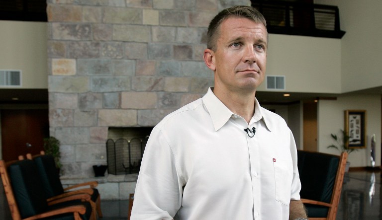 Erik Prince, Founder and CEO of Blackwater Worldwide is seen at Blackwater's offices in Moyock, N.C., Monday, July 21, 2008. Blackwater plans a shift away from the private security business that brought unwelcome attention following a deadly shooting in Baghdad last year. Blackwater executives say the company will survive with a focus on international training, aviation and logistics. (AP Photo/Gerry Broome)