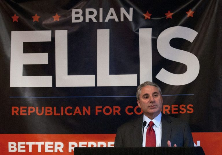 Brian Ellis announces Oct. 8 in Grand Rapids, Mich., that he will run for U.S. Congress challenging Justin Amash for Michigan's 3rd District seat. (AP/The Grand Rapids Press, Chris Clark)