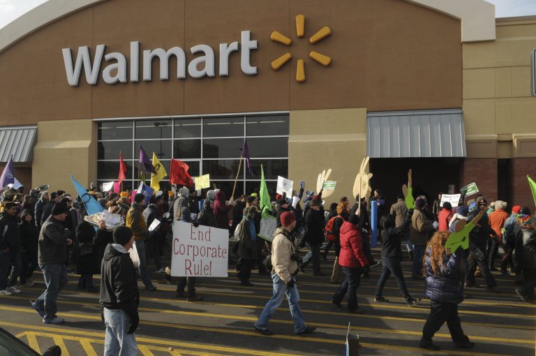 Black Friday protests at Walmarts across the country saw 111 people arrested nationwide. (AP Photo/Pioneer Press, Scott Takushi)