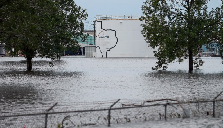 The Arkema Inc. chemical plant is flooded from Tropical Storm Harvey. Explosions and smoke were reported at a flooded the chemical plant located outside of Houston, the company said early Thursday. (Godofredo A. Vasquez/Houston Chronicle via AP)
