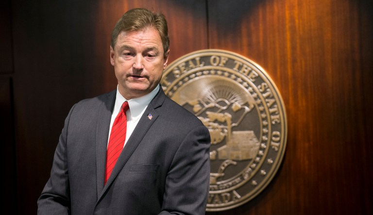 Sen. Dean Heller is running for re-election in a battleground state that voted for Democrat Hillary Clinton last November. (Erik Verduzco/Las Vegas Review-Journal via AP)
