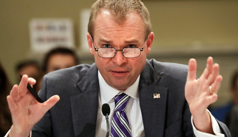 Budget Director Mick Mulvaney testifies on Capitol Hill in Washington before the House Budget Committee hearing on President Donald Trump's fiscal 2018 federal budget. (AP Photo/Jacquelyn Martin)