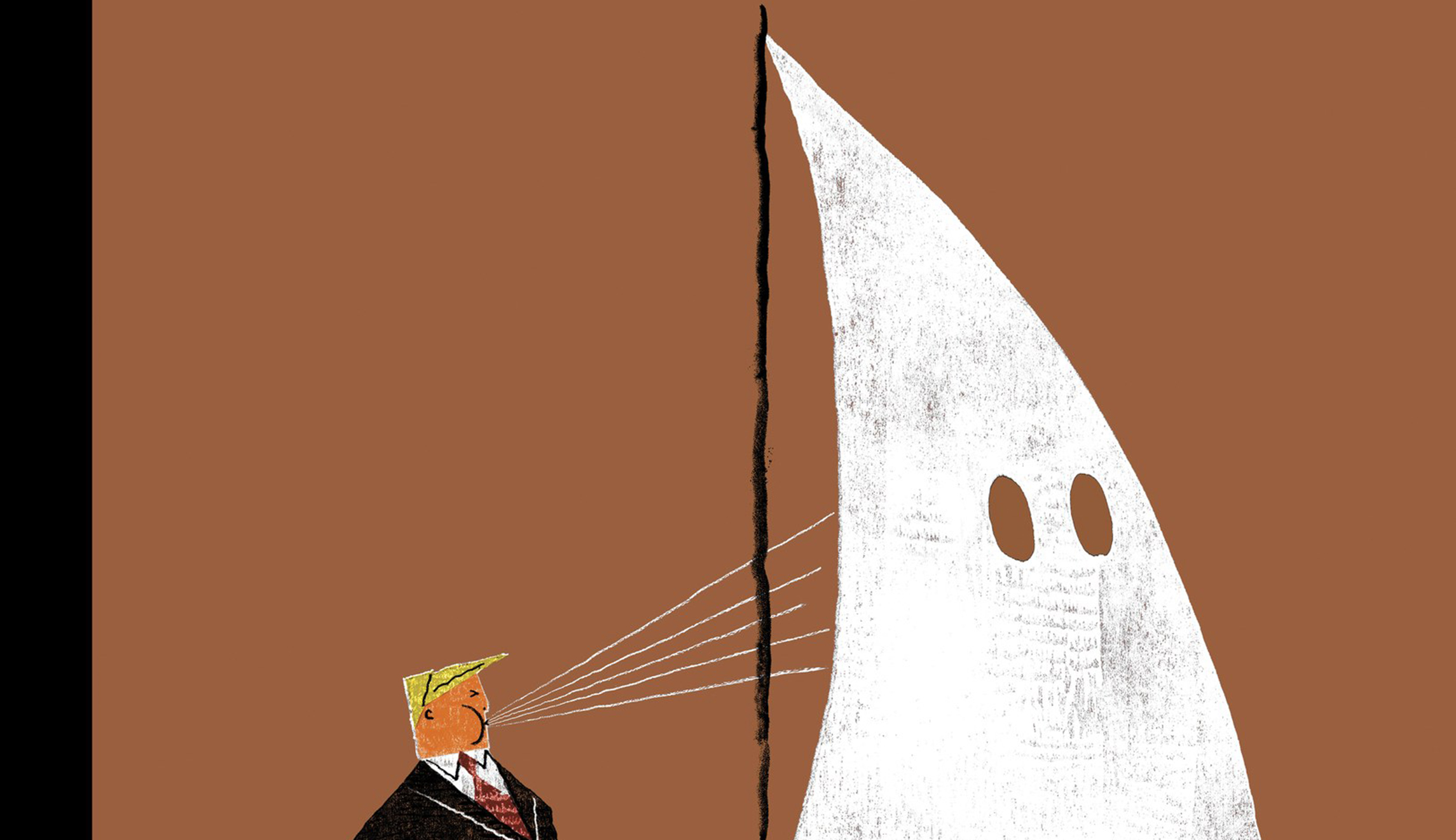 New Yorker depicts Trump setting sail with the KKK